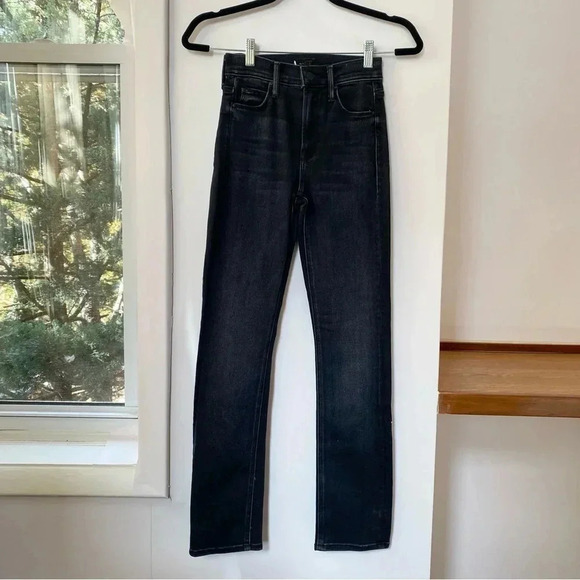 New MOTHER The Mid Rise Dazzler Ankle Jeans Straight Leg Denim in Deep End Black - Picture 7 of 16